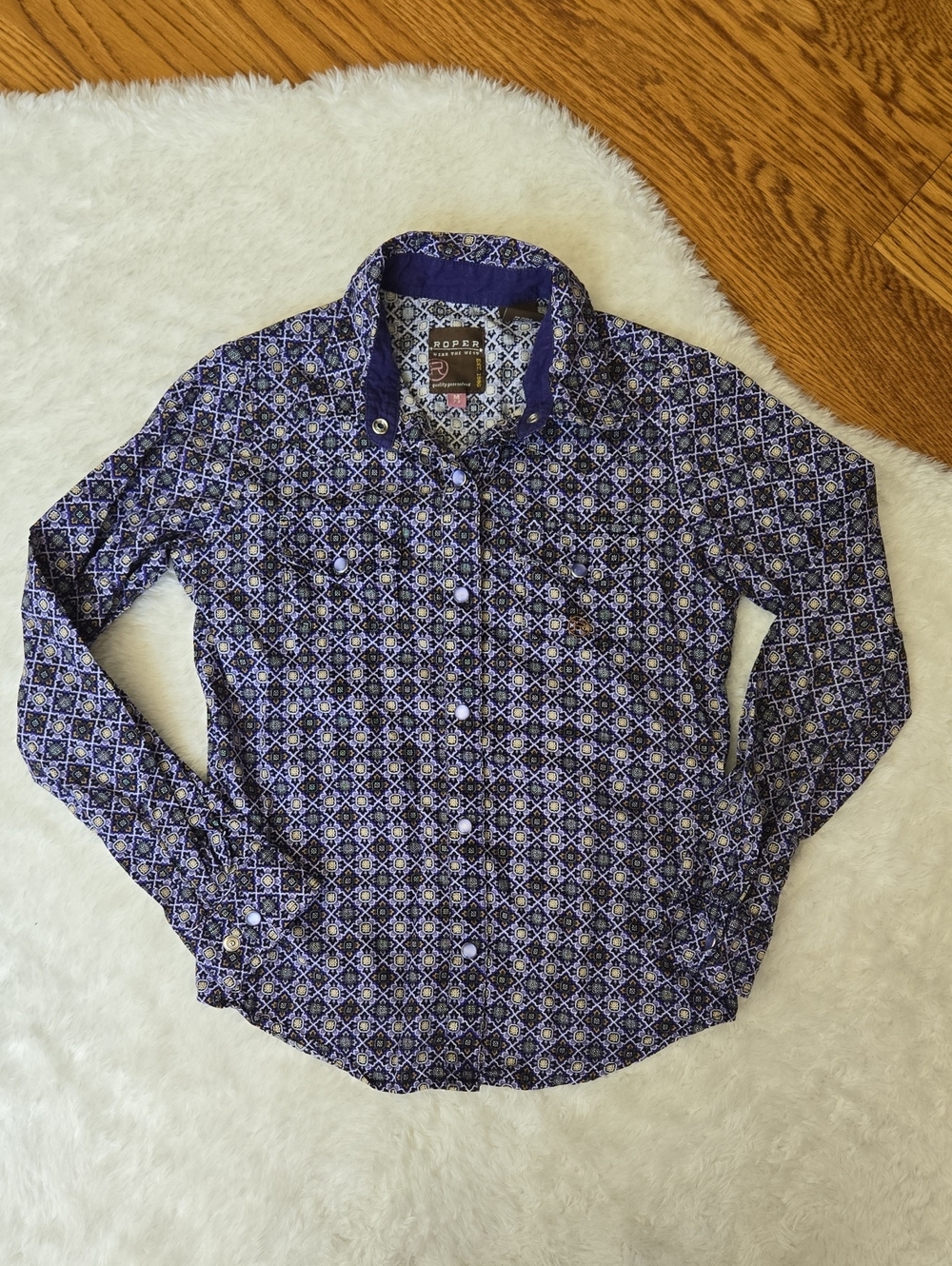 Roper Pearl Snap Shirt, Girls Size Medium